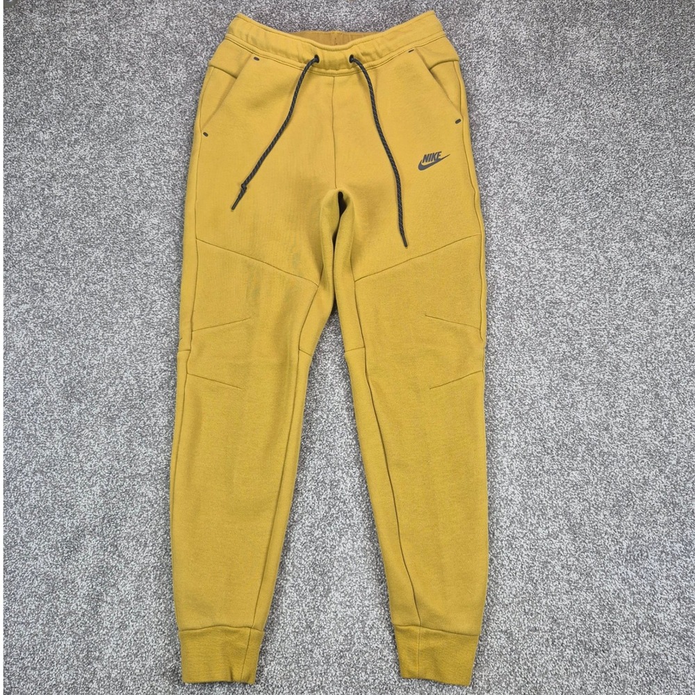 Nike Tech Fleece Joggers Mens Small Mustard Yellow Sweatpants